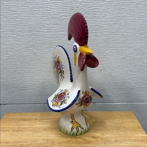 Vintage Portugal large Colorful Ceramic Rooster Figurine